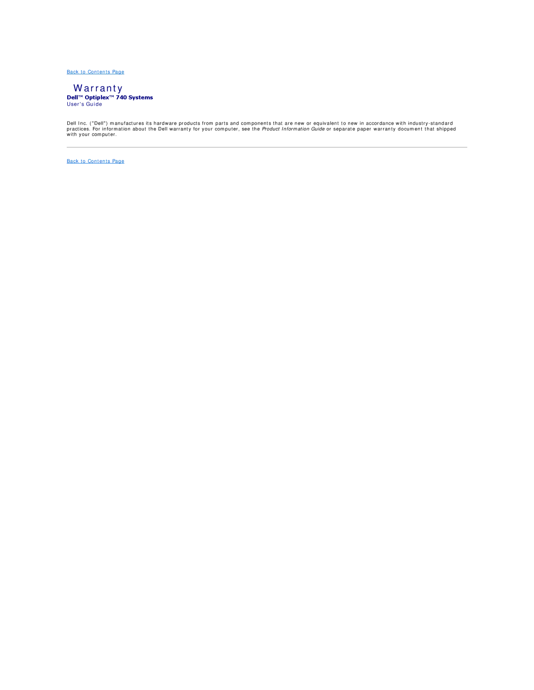 Dell DCSM, DCCY, 740-MT, 740-DT manual Warranty 