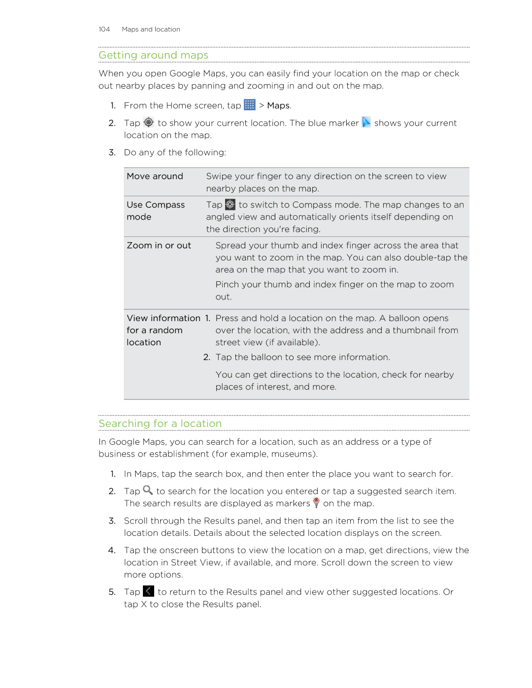 HTC Jetstream manual Getting around maps, Searching for a location 