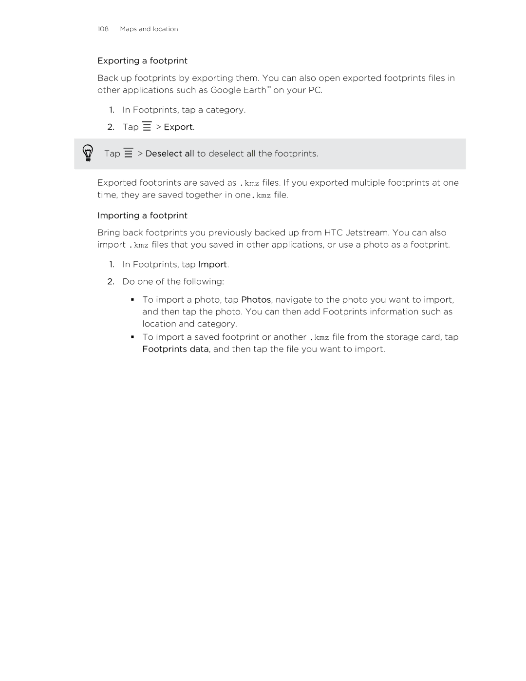 HTC Jetstream manual Maps and location 