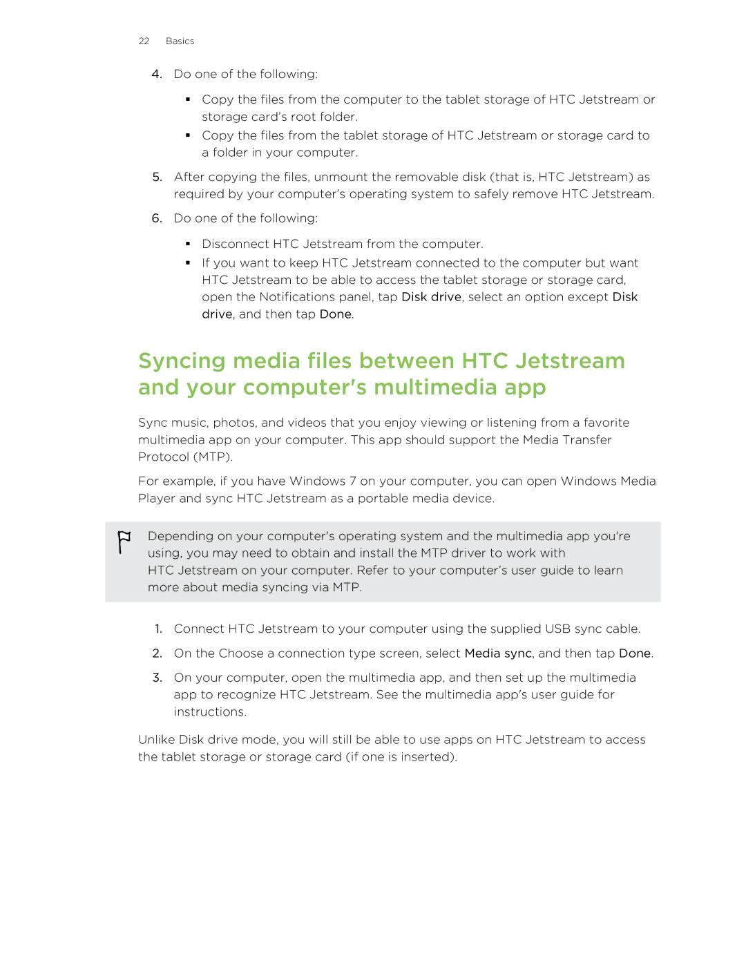 HTC Jetstream manual Basics 