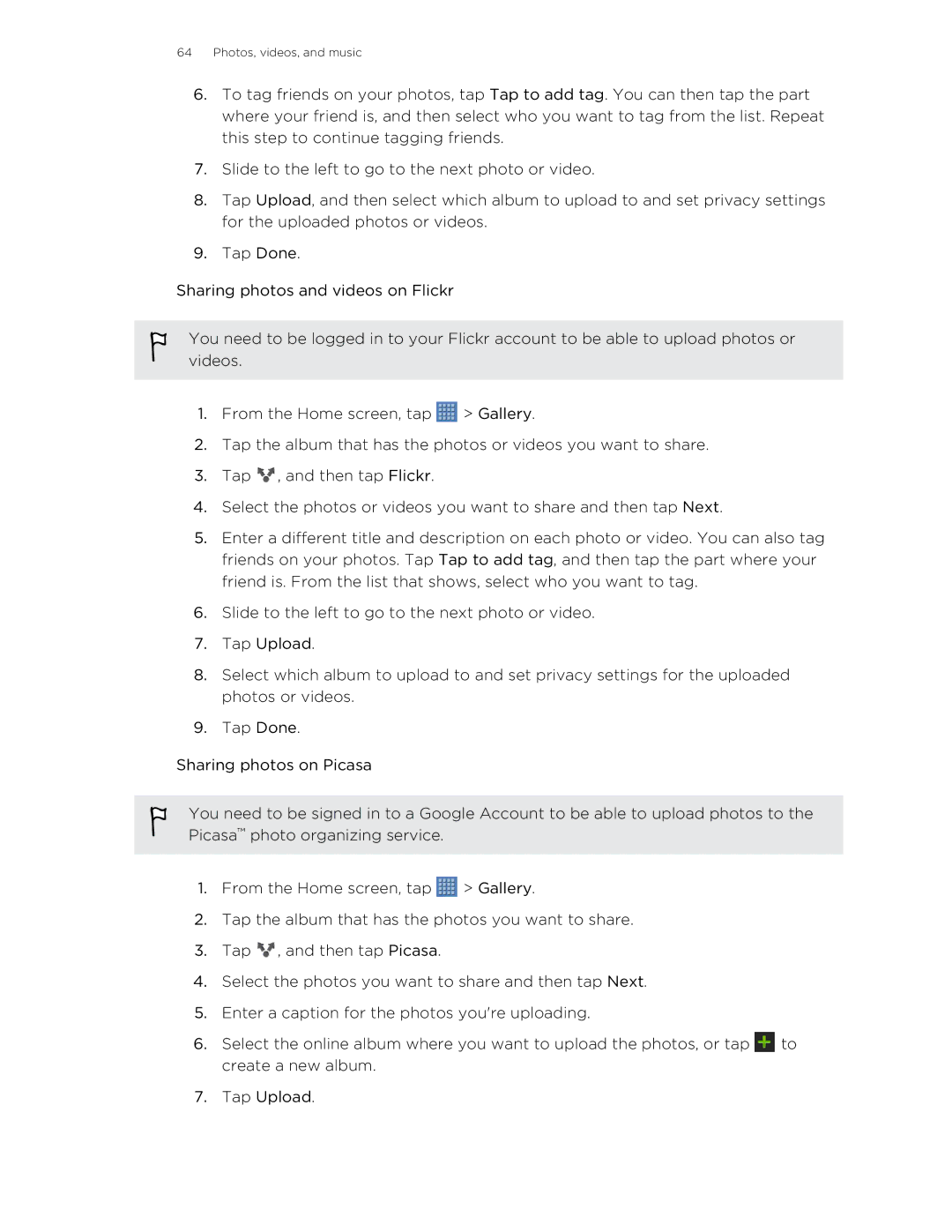 HTC Jetstream manual Photos, videos, and music 