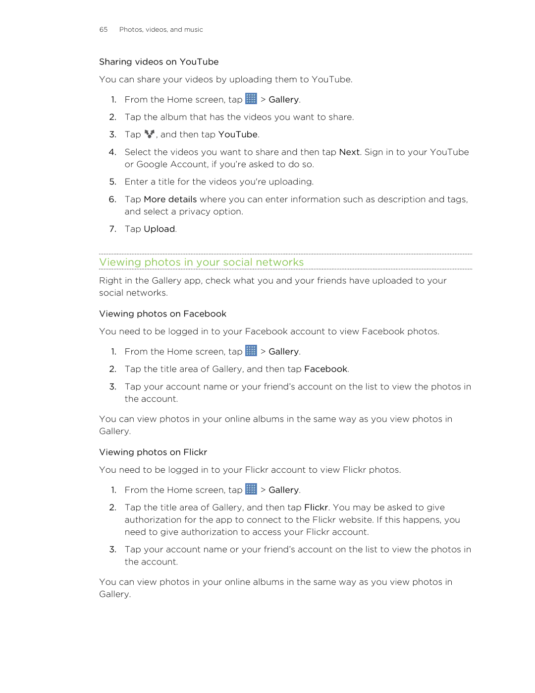 HTC Jetstream manual Viewing photos in your social networks 