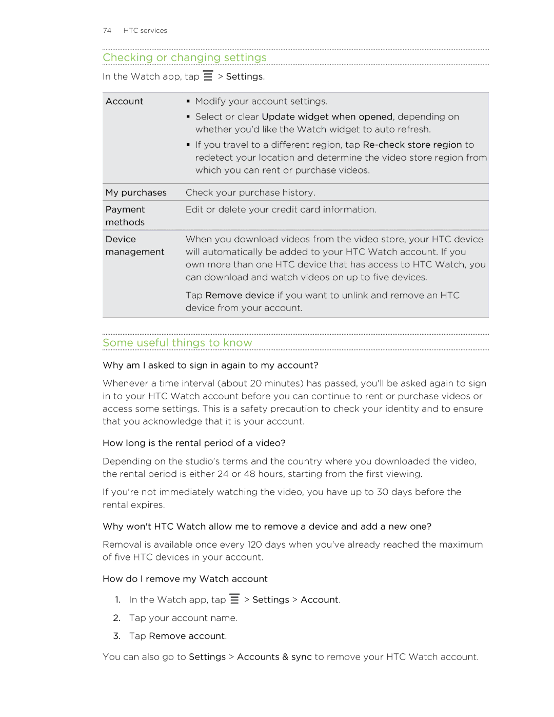 HTC Jetstream manual Checking or changing settings, Some useful things to know 