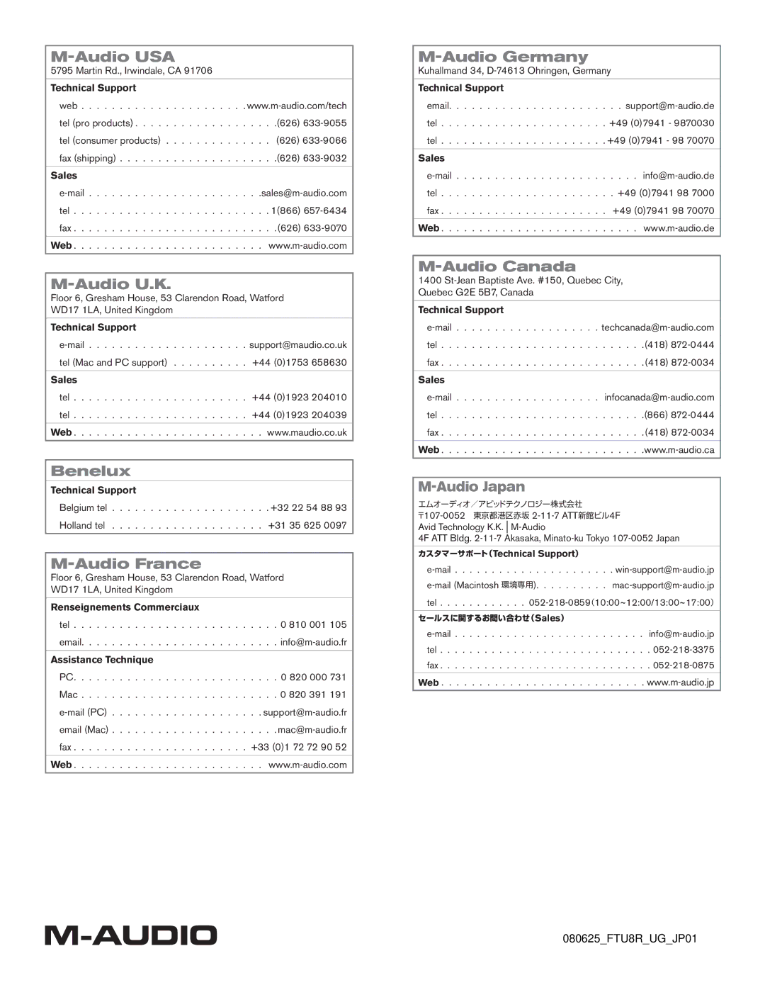 M-Audio Ultra 8R manual Benelux 