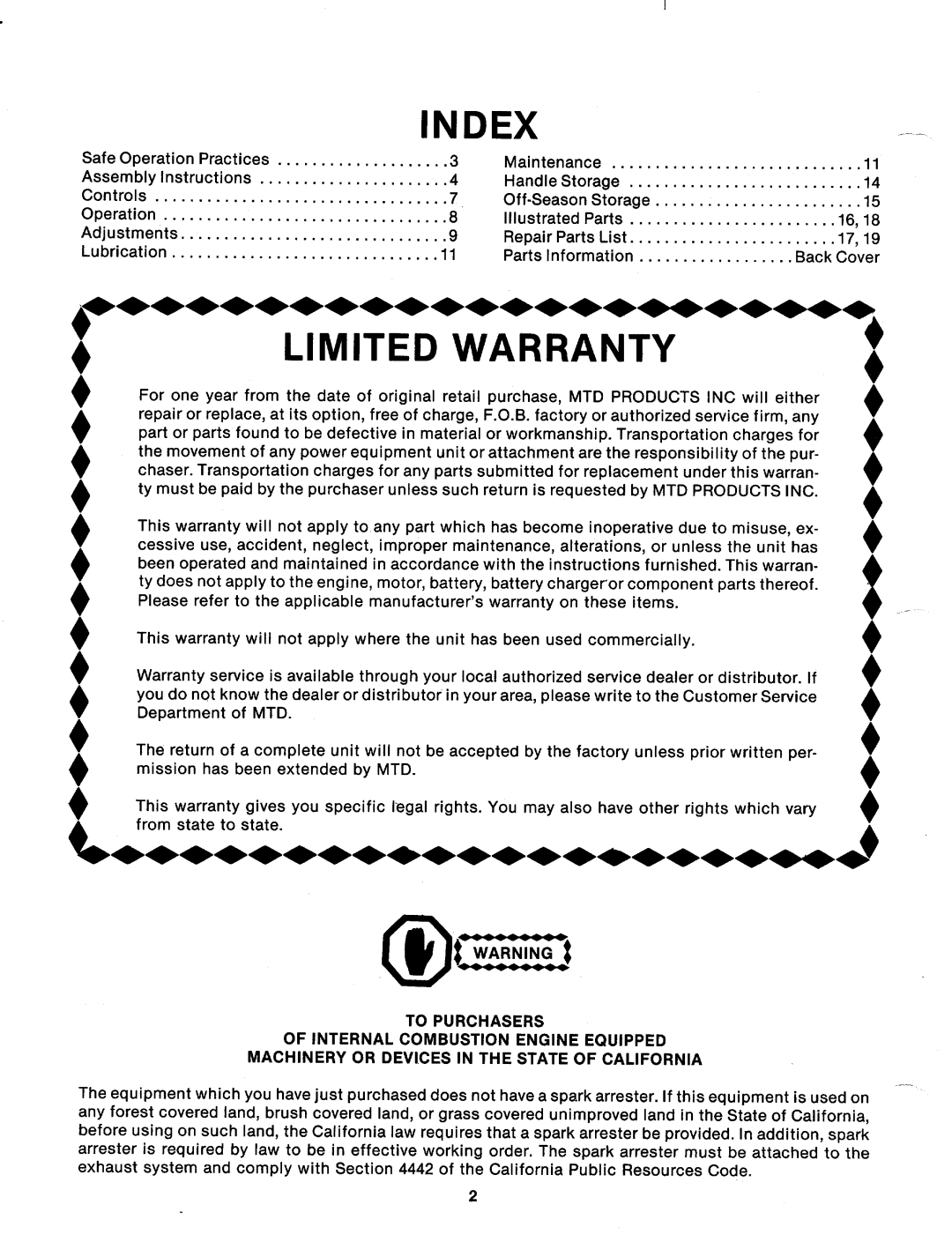MTD 122-346A manual 