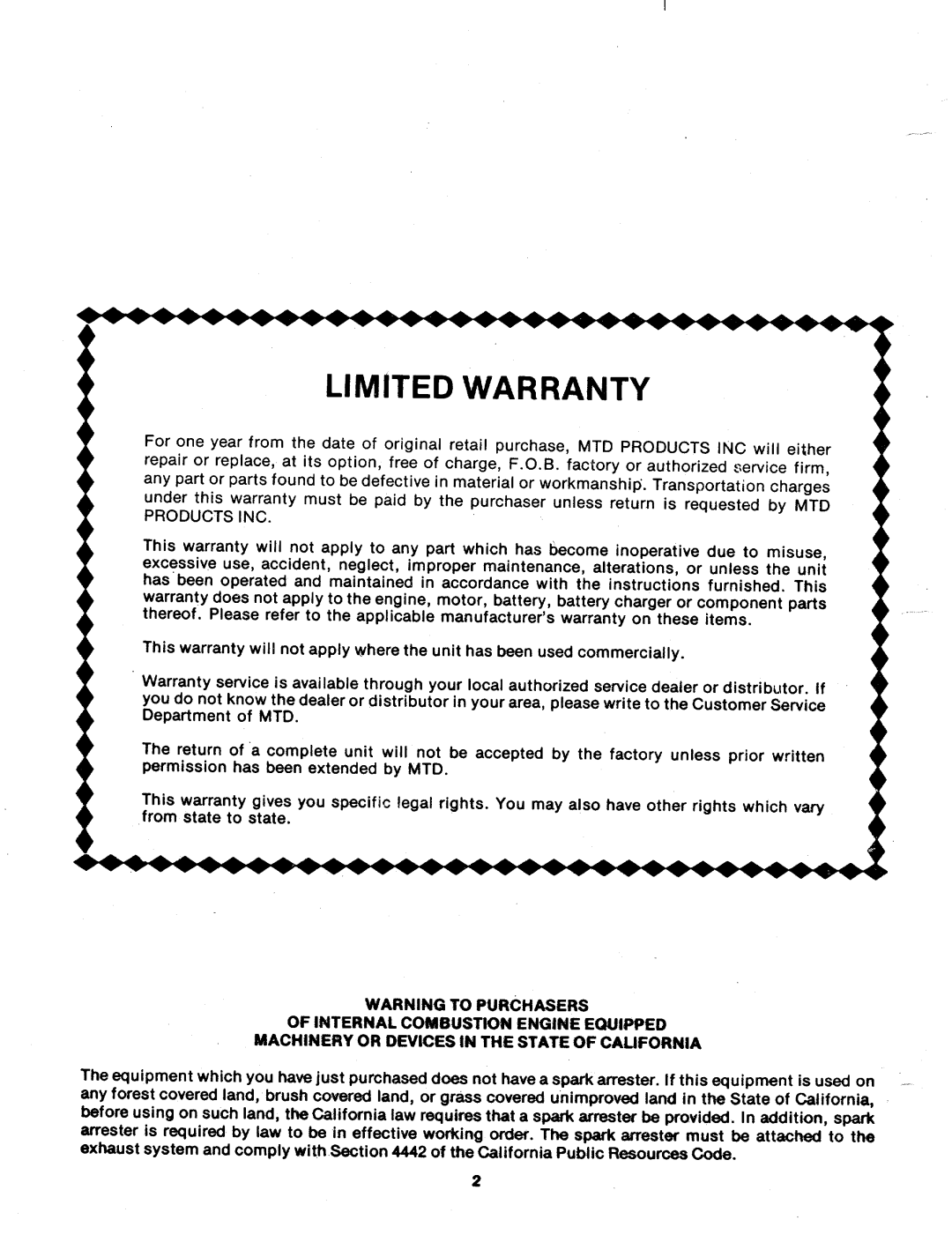 MTD 139-498A manual 