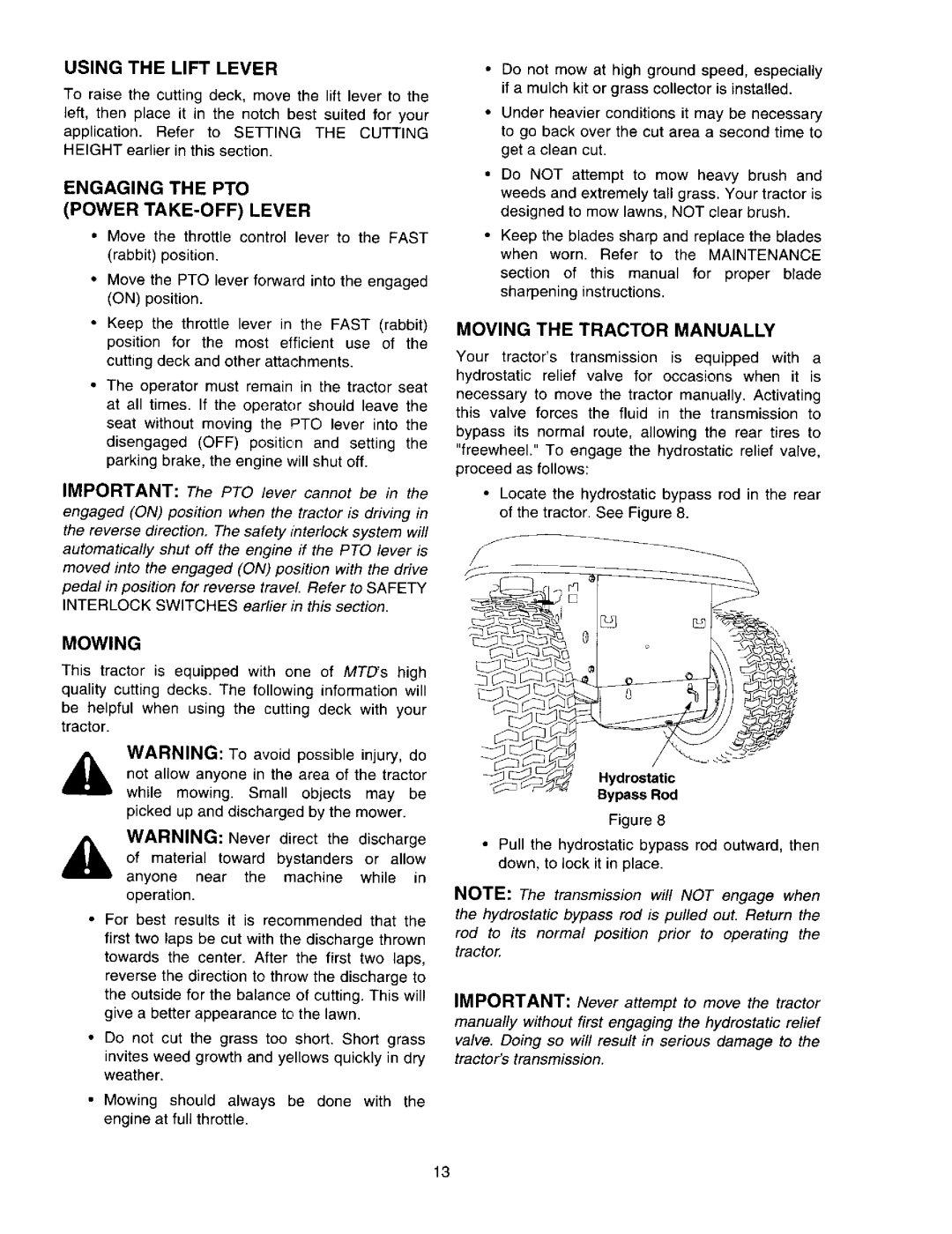 MTD 617, 619, 618 manual 