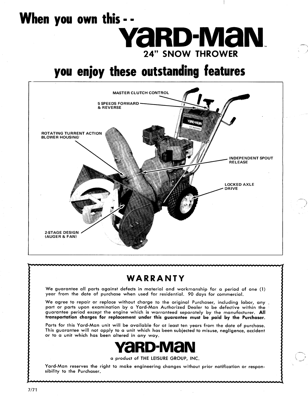 MTD 7090-1 manual 