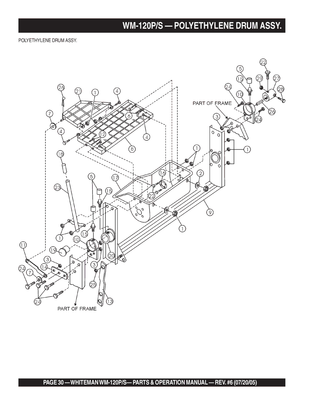 Multiquip WM-120PM operation manual WM-120P/S Polyethylene Drum Assy 
