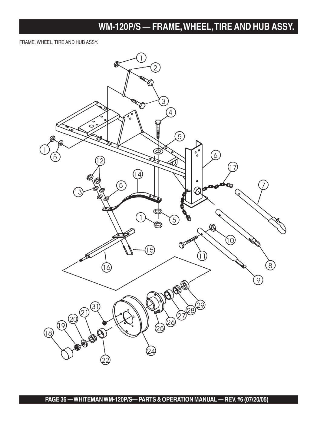 Multiquip WM-120PM operation manual WM-120P/S FRAME,WHEEL,TIRE and HUB Assy 