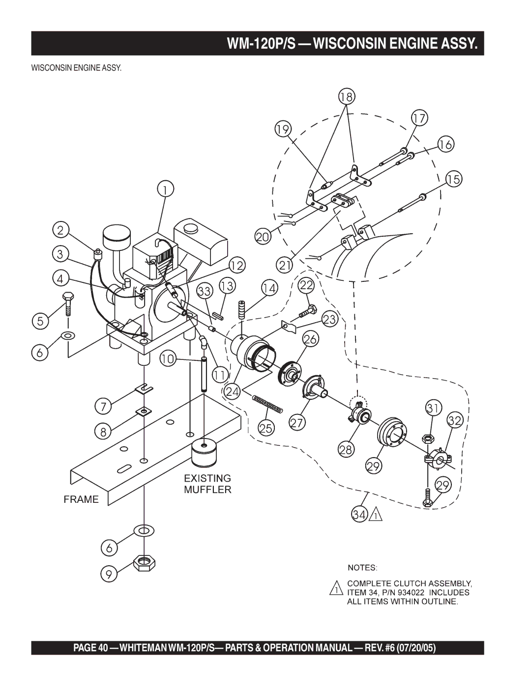 Multiquip WM-120PM operation manual WM-120P/S -WISCONSIN Engine Assy 