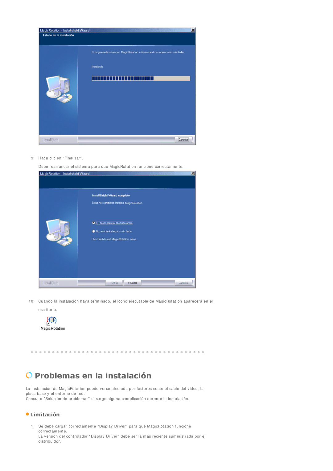 Samsung LS21DPWASQ/EDC manual Problemas en la instalación 