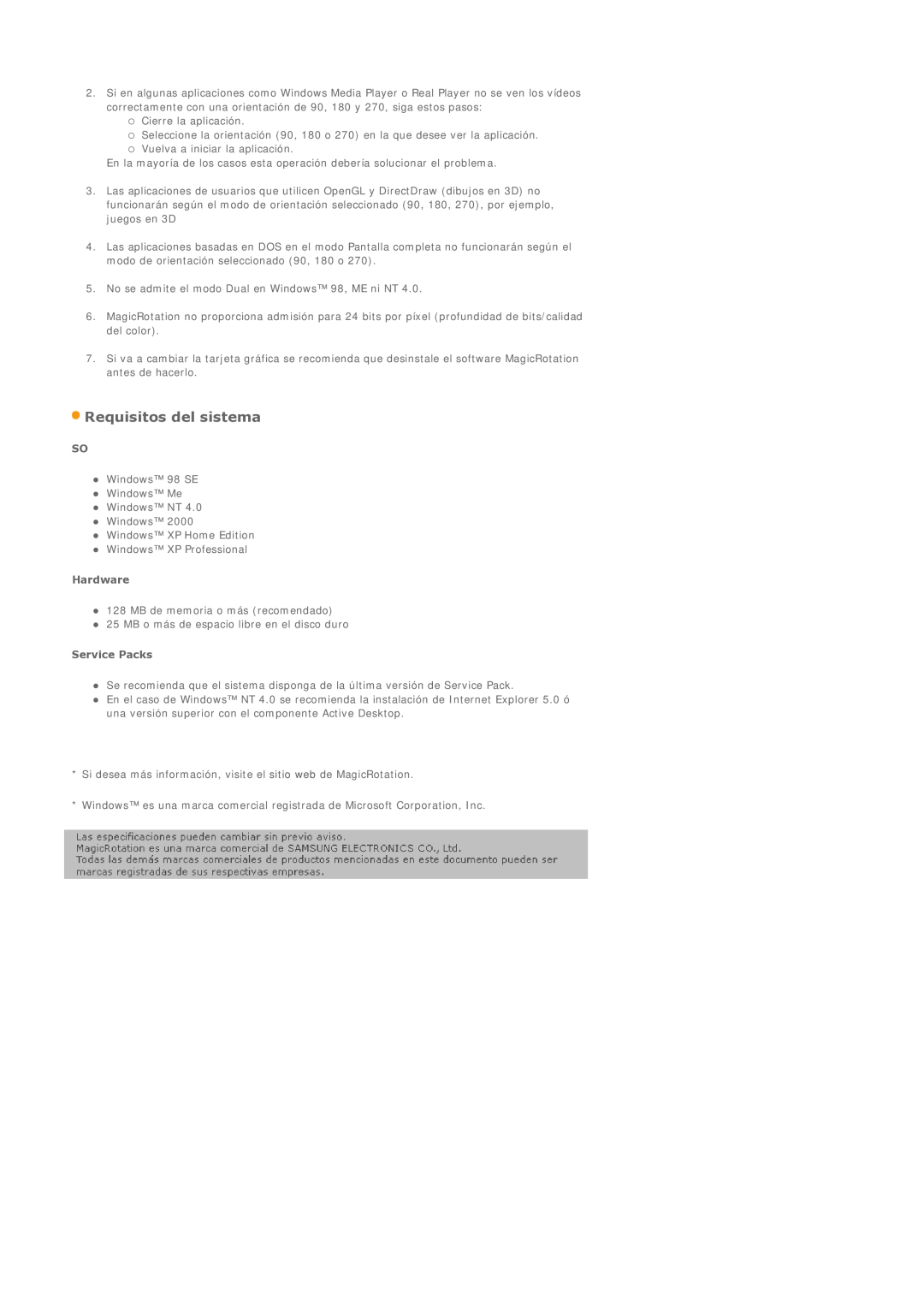Samsung LS21DPWASQ/EDC manual Requisitos del sistema 
