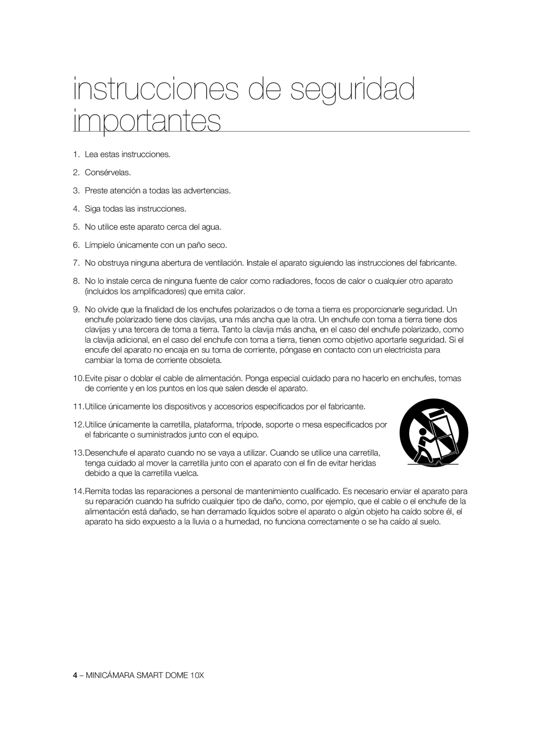 Samsung SCC-C6323N, SCC-C7325P, SCC-C6323P, SCC-C6325P, SCC-C7325N manual Instrucciones de seguridad importantes 