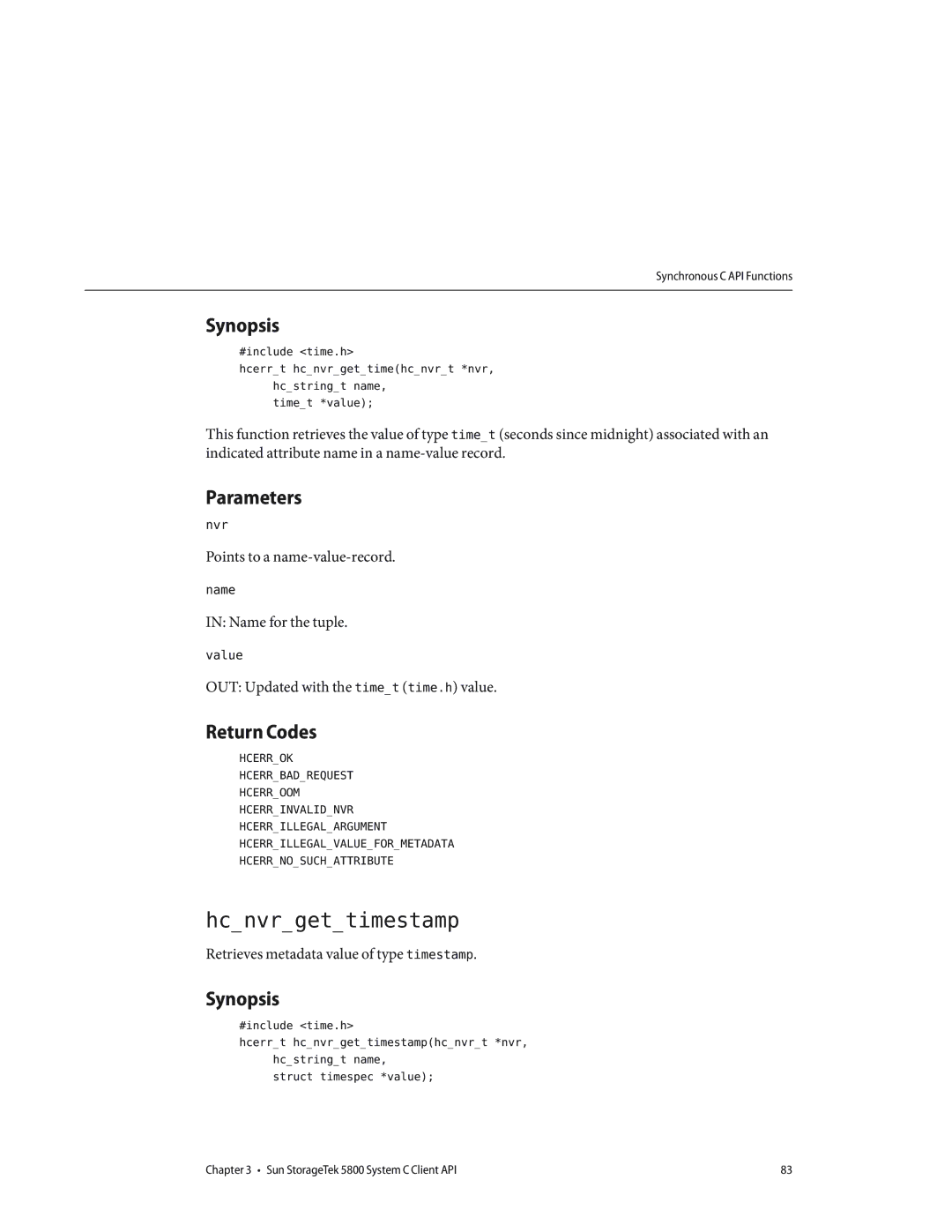 Sun Microsystems 5800 manual Hcnvrgettimestamp 