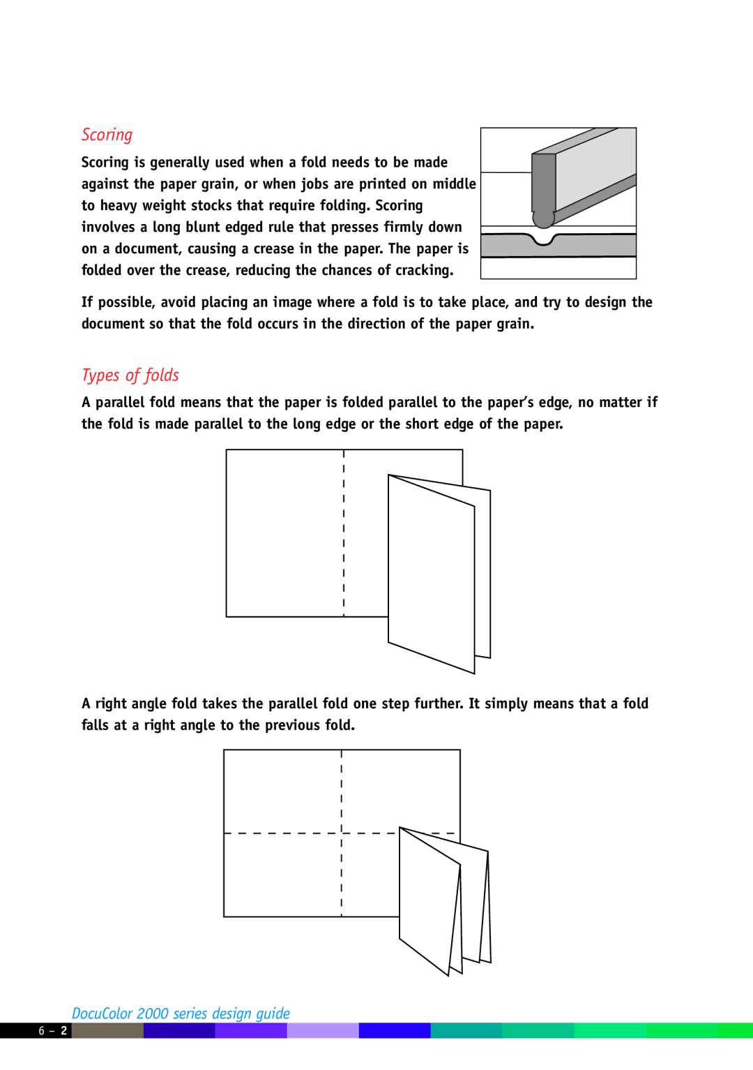 Xerox 2000 manual Scoring, Types of folds 