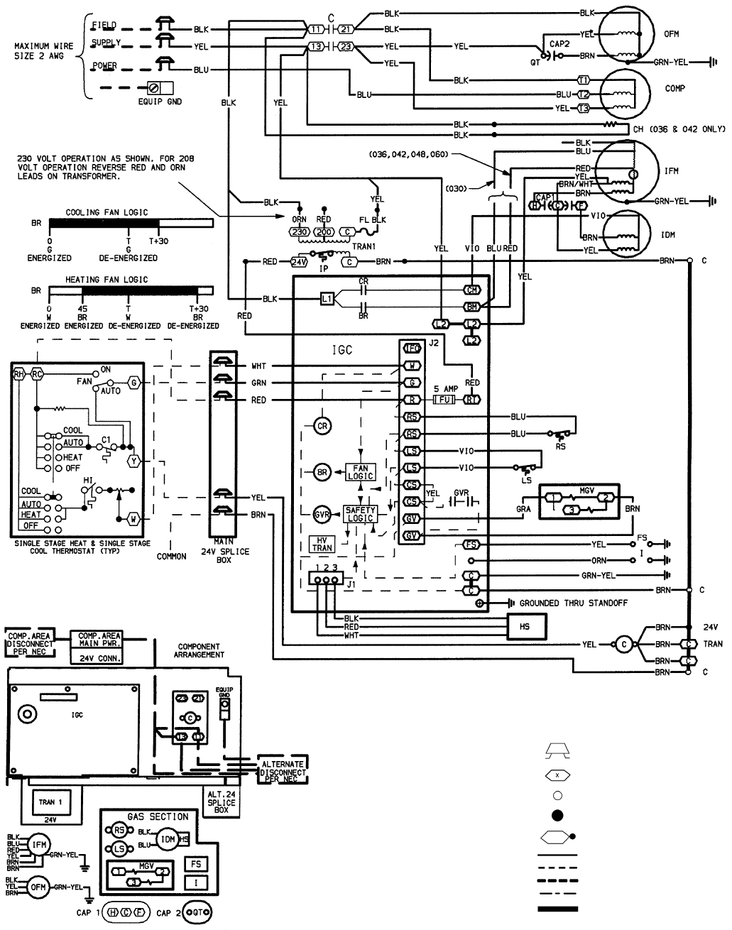 Carrier 48ss018 060 48sx024 060 Fig 27 208 230 3 60 Wiring Diagram Units 48ss030 060