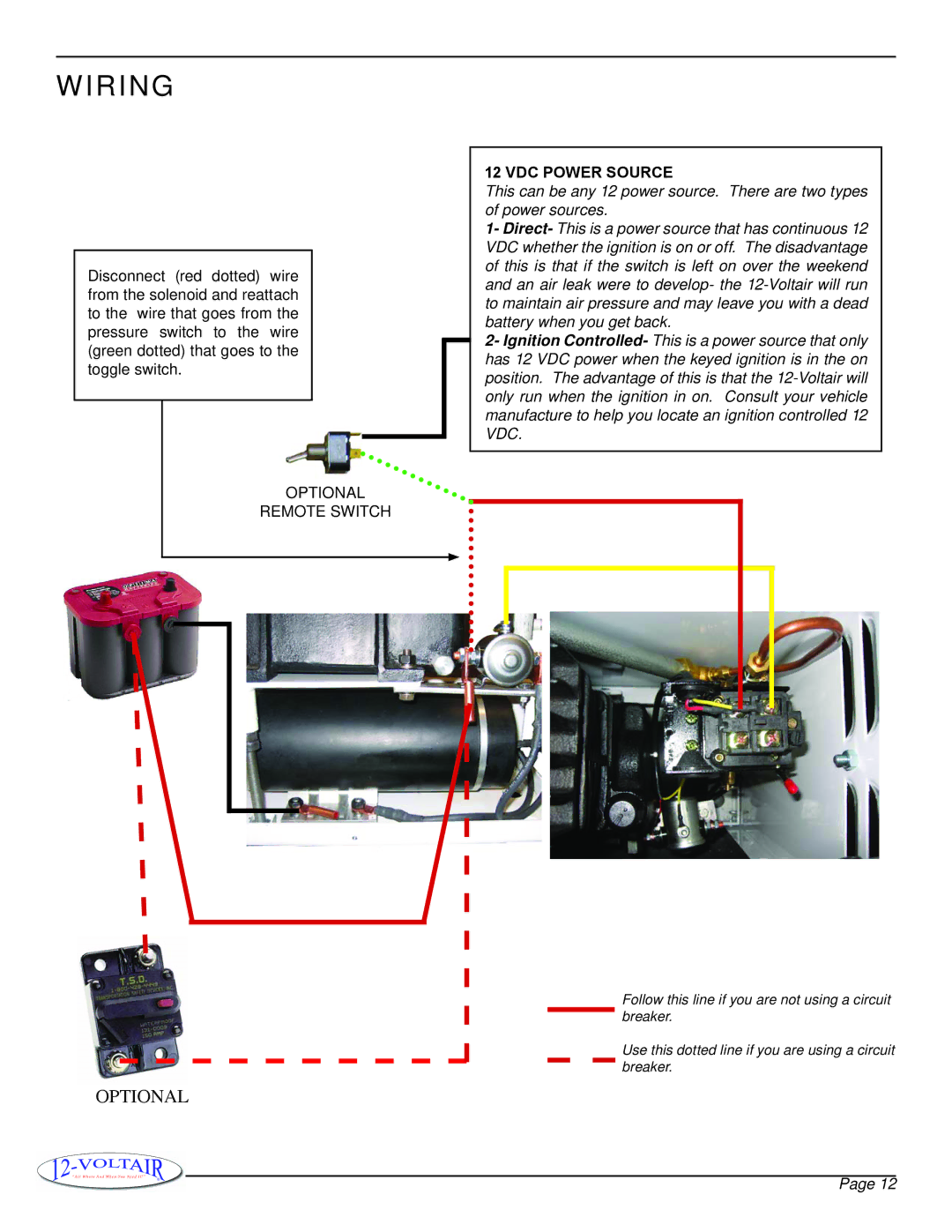 12Volt 12V6CF owner manual Wiring, VDC Power Source 