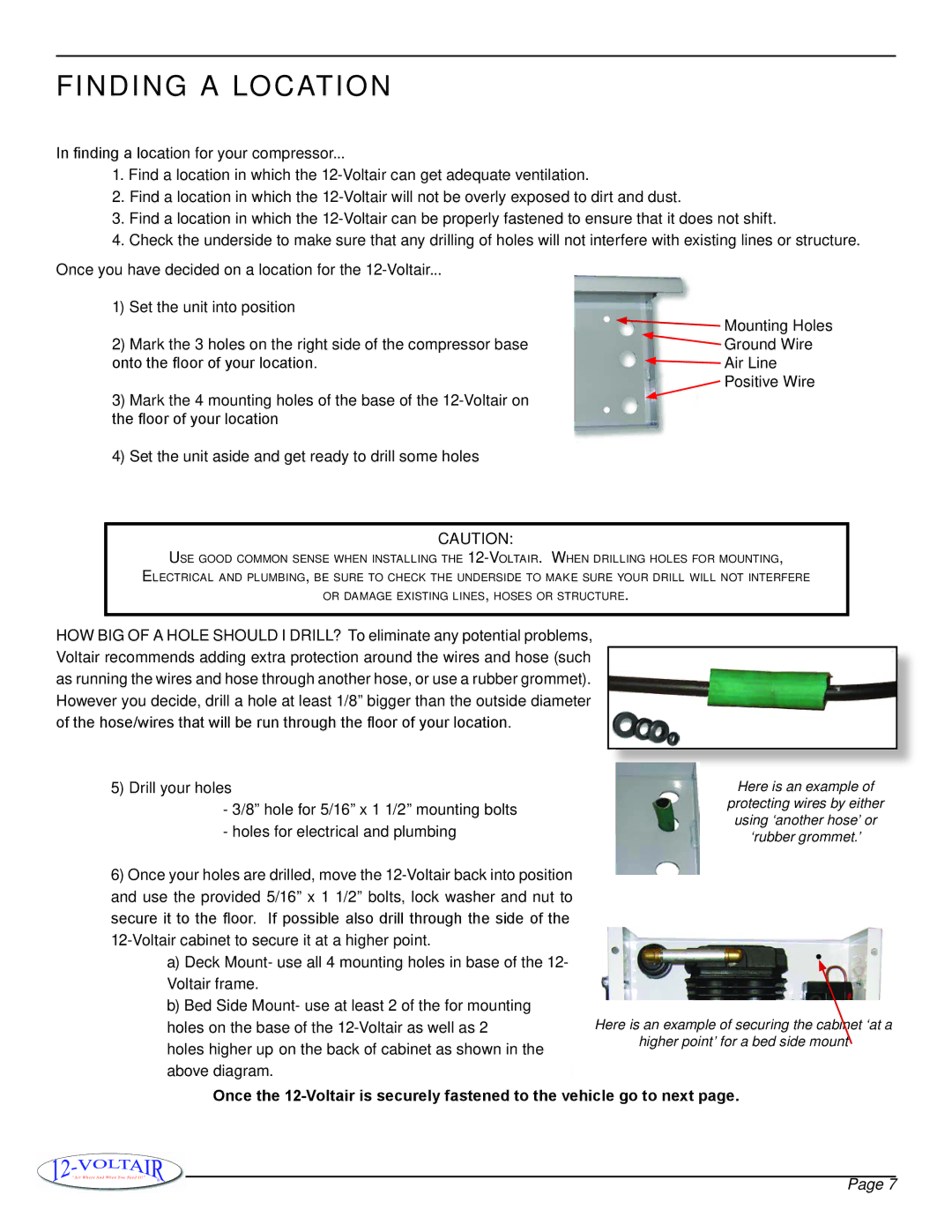 12Volt 12V6CF owner manual Finding a location 