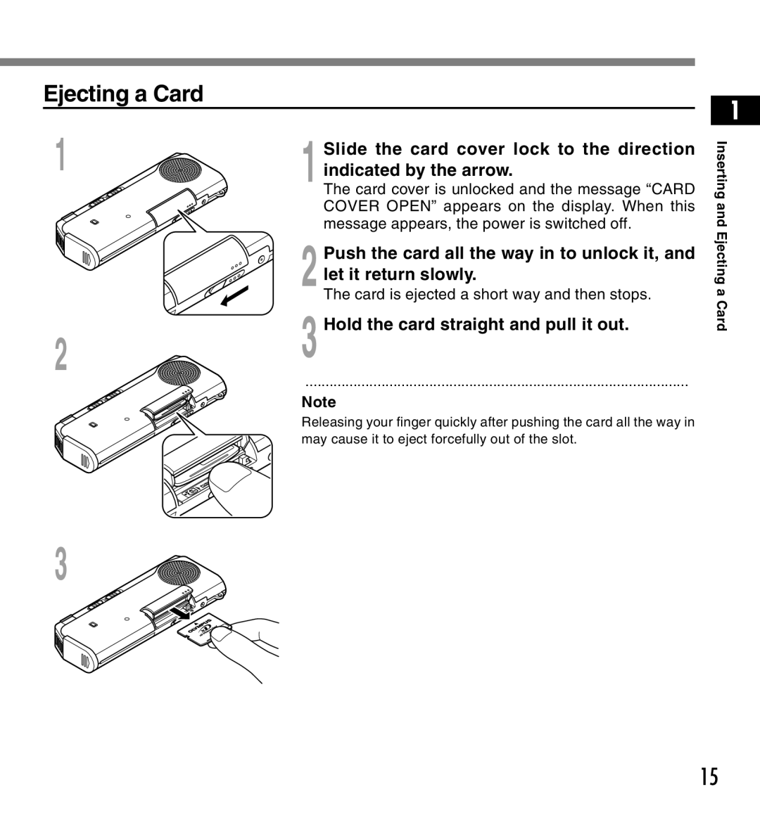 12Volt DS-2200 manual Ejecting a Card, Hold the card straight and pull it out 