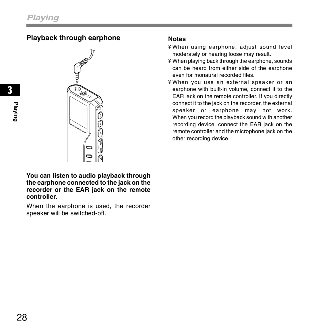 12Volt DS-2200 manual Playing, Playback through earphone 