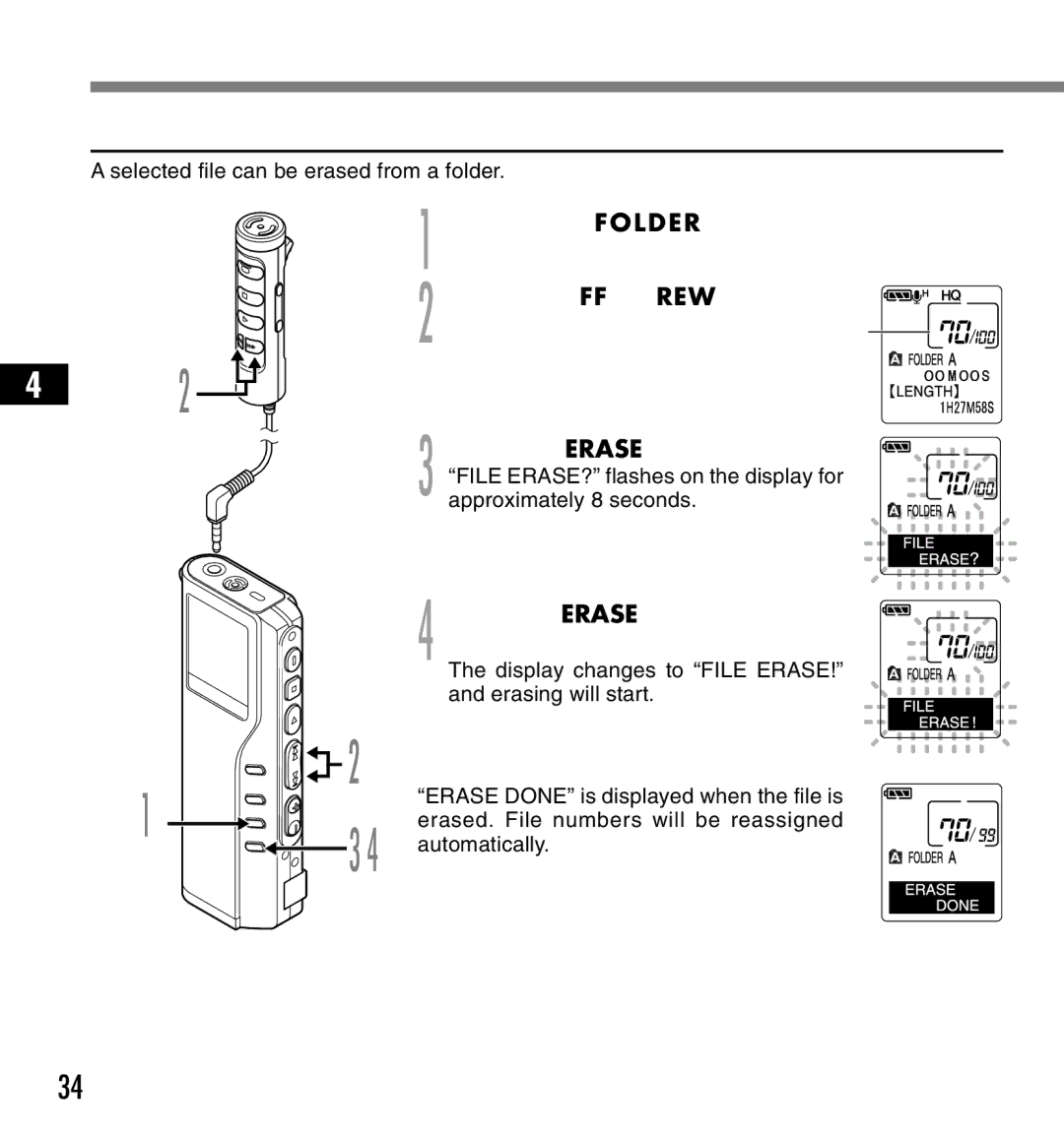 12Volt DS-2200 manual Erasing One File at a Time 