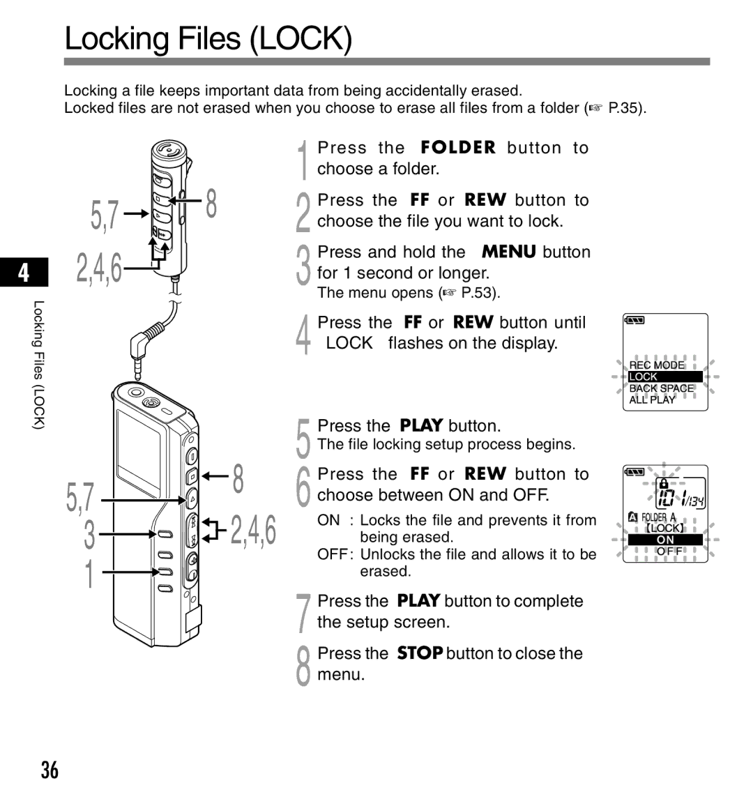 12Volt DS-2200 manual 8 2,4,6, Locking Files Lock 