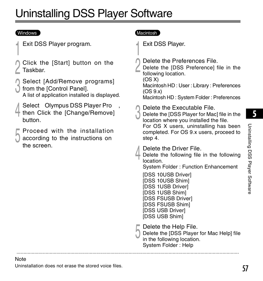 12Volt DS-2200 Uninstalling DSS Player Software, Delete the Executable File, Delete the Driver File, Delete the Help File 