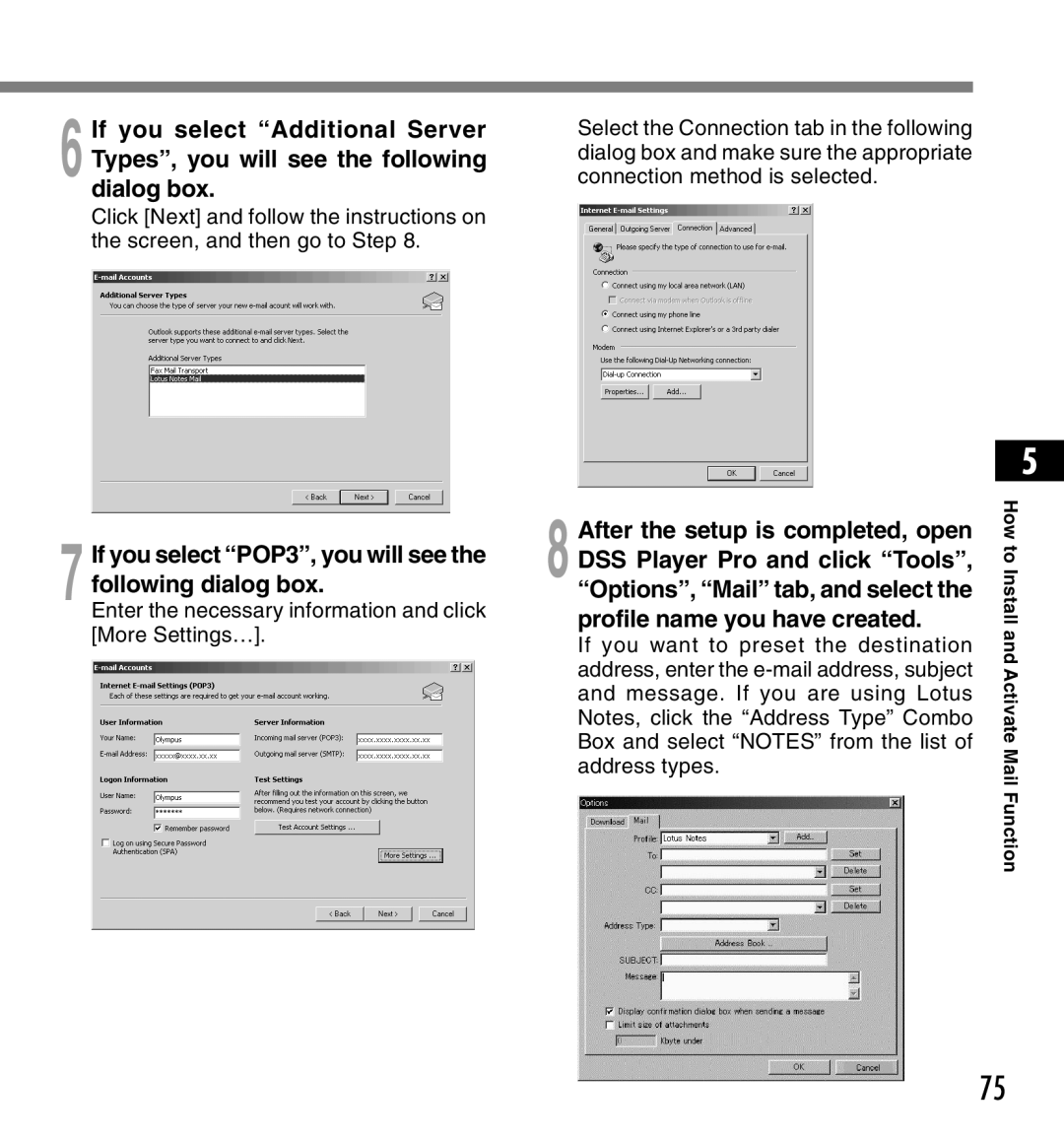 12Volt DS-2200 manual If you select POP3, you will see the following dialog box, After the setup is completed, open 