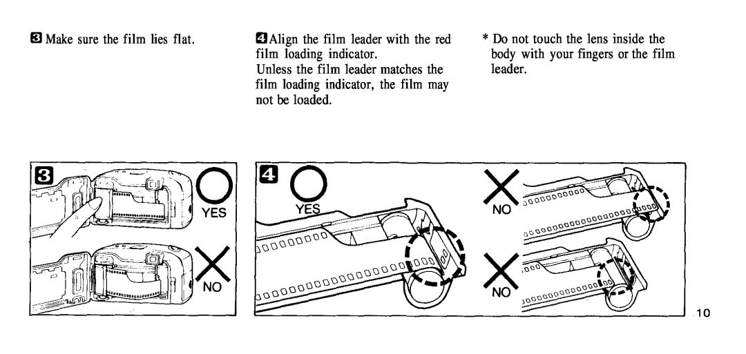 2nd Ave 76 manual Make sure the film lies flat, Align the film leader with the red, film loading indicator, not be loaded 