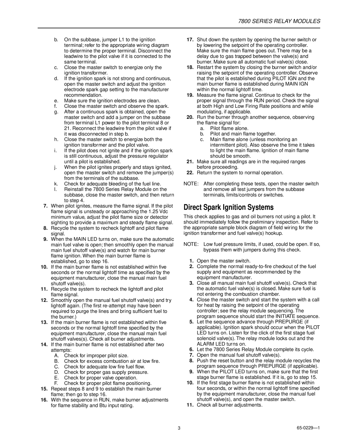 2nd Ave 7800 Series installation instructions Direct Spark Ignition Systems 