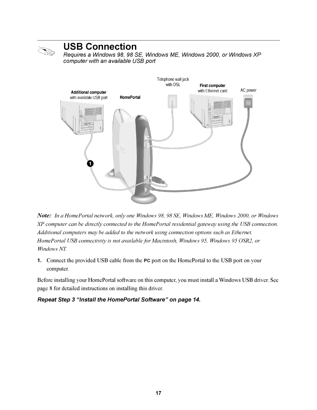 2Wire 1000SW manual Repeat Install the HomePortal Software on 