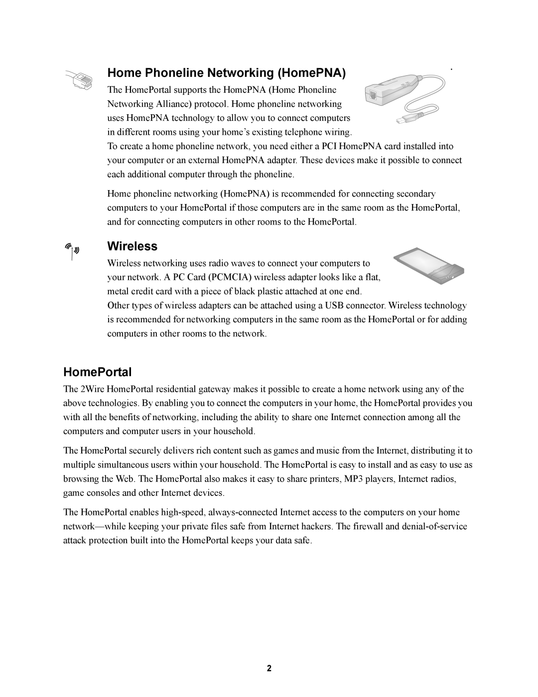 2Wire 1000SW manual Home Phoneline Networking HomePNA, Wireless, HomePortal 