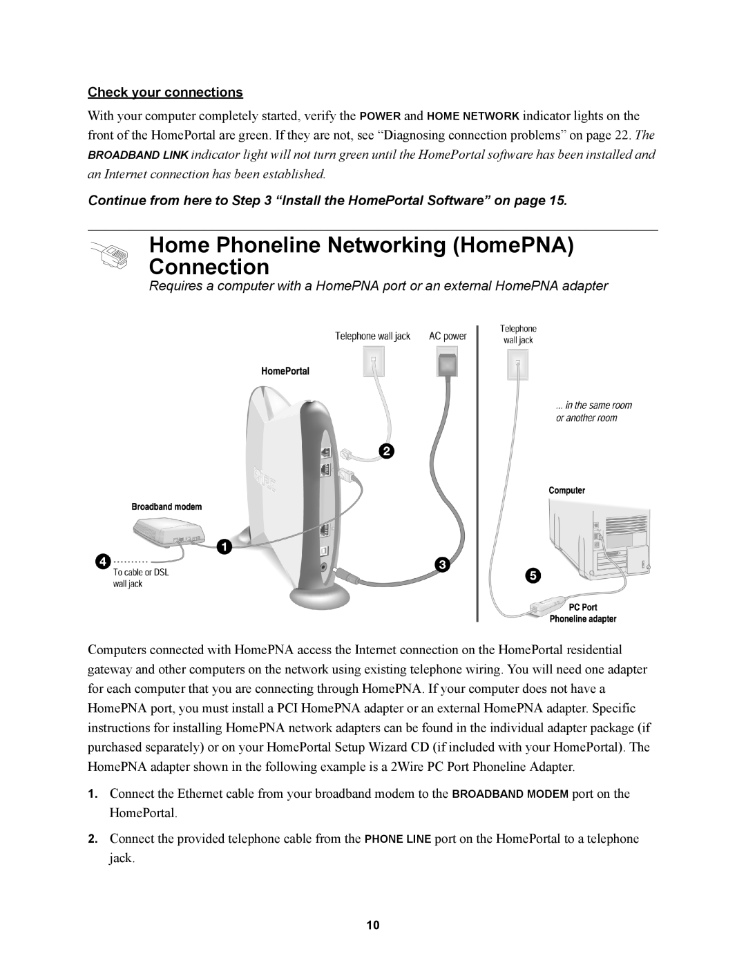 2Wire 100SW manual Home Phoneline Networking HomePNA Connection 