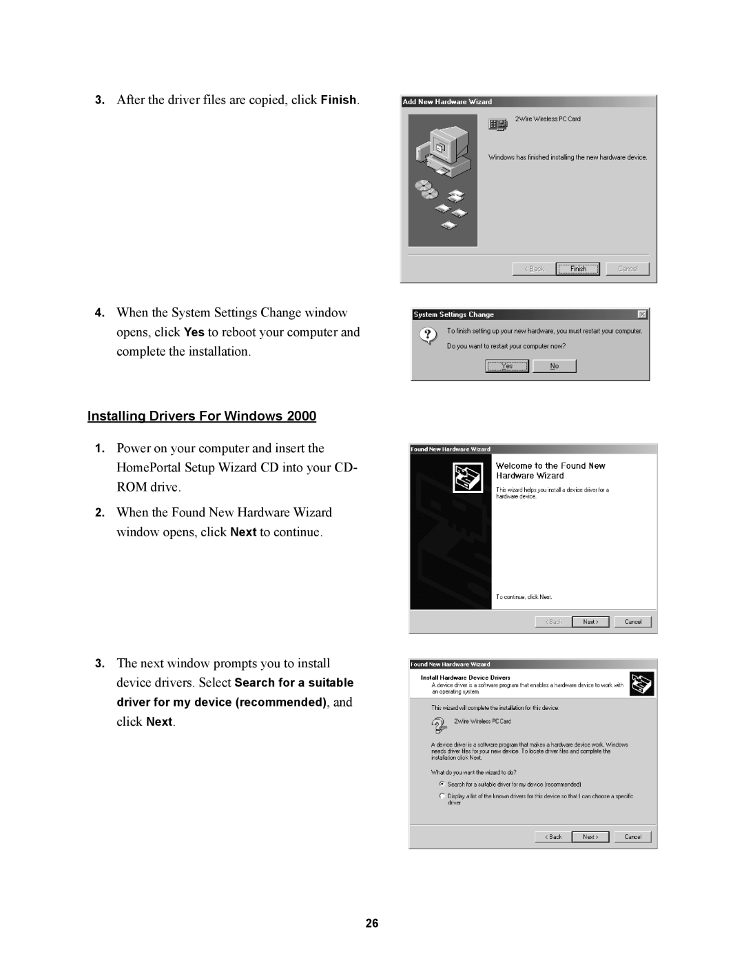 2Wire 100SW manual Installing Drivers For Windows 