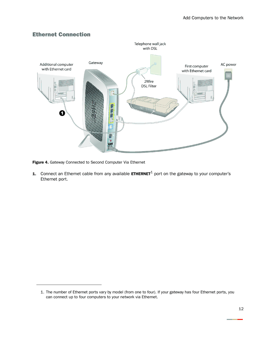 2Wire 2000 Series manual Gateway Connected to Second Computer Via Ethernet 