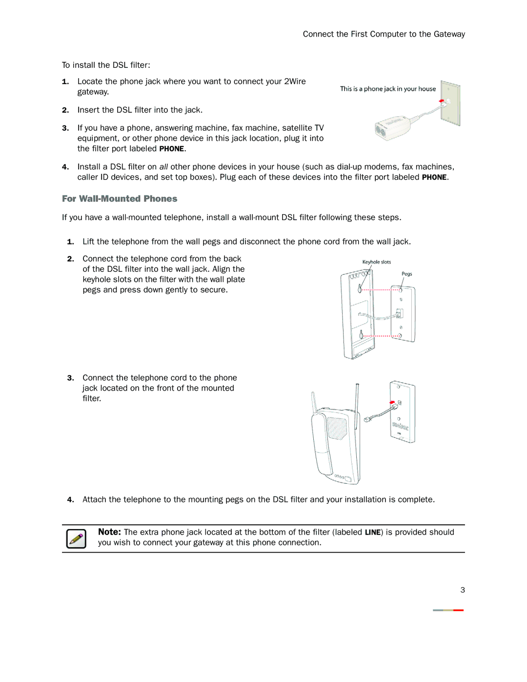 2Wire 2000 Series manual For Wall-Mounted Phones 