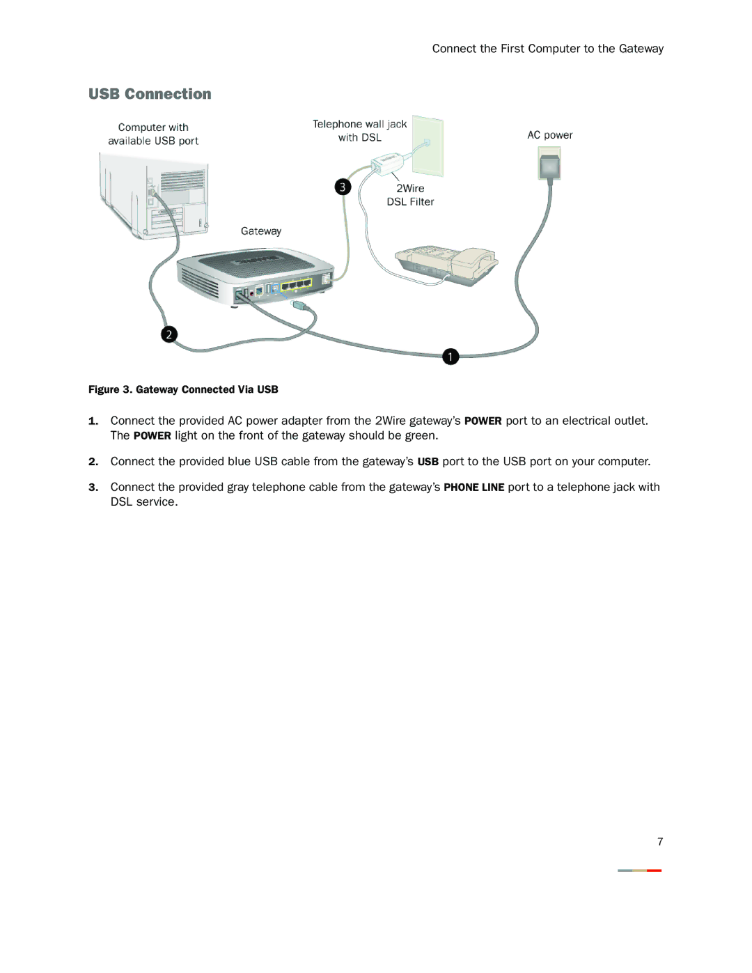 2Wire 2701HG-T, 2700HG-D, 2700HGB, 2701HG-B, 2701HG-S manual USB Connection, Gateway Connected Via USB 