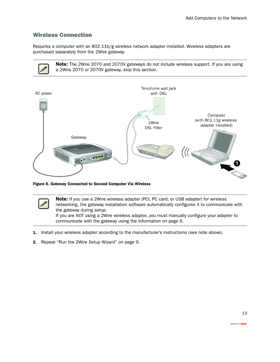 2Wire 2700HG-D, 2701HG-T, 2700HGB, 2701HG-B, 2701HG-S manual Gateway Connected to Second Computer Via Wireless 