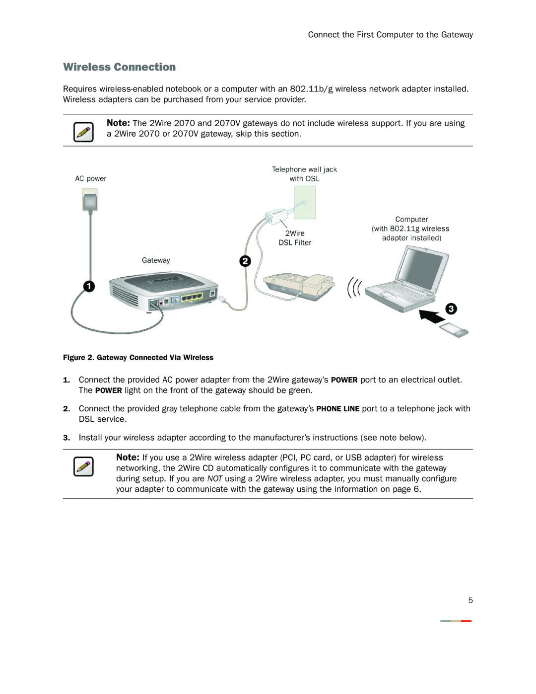 2Wire 2701HG-B, 2701HG-T, 2700HG-D, 2700HGB, 2701HG-S manual Wireless Connection, Gateway Connected Via Wireless 