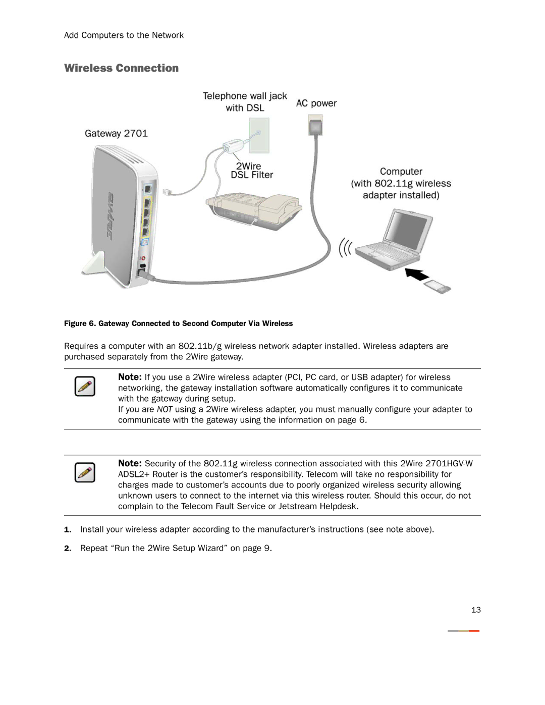 2Wire 2701HGV-W manual Gateway Connected to Second Computer Via Wireless 