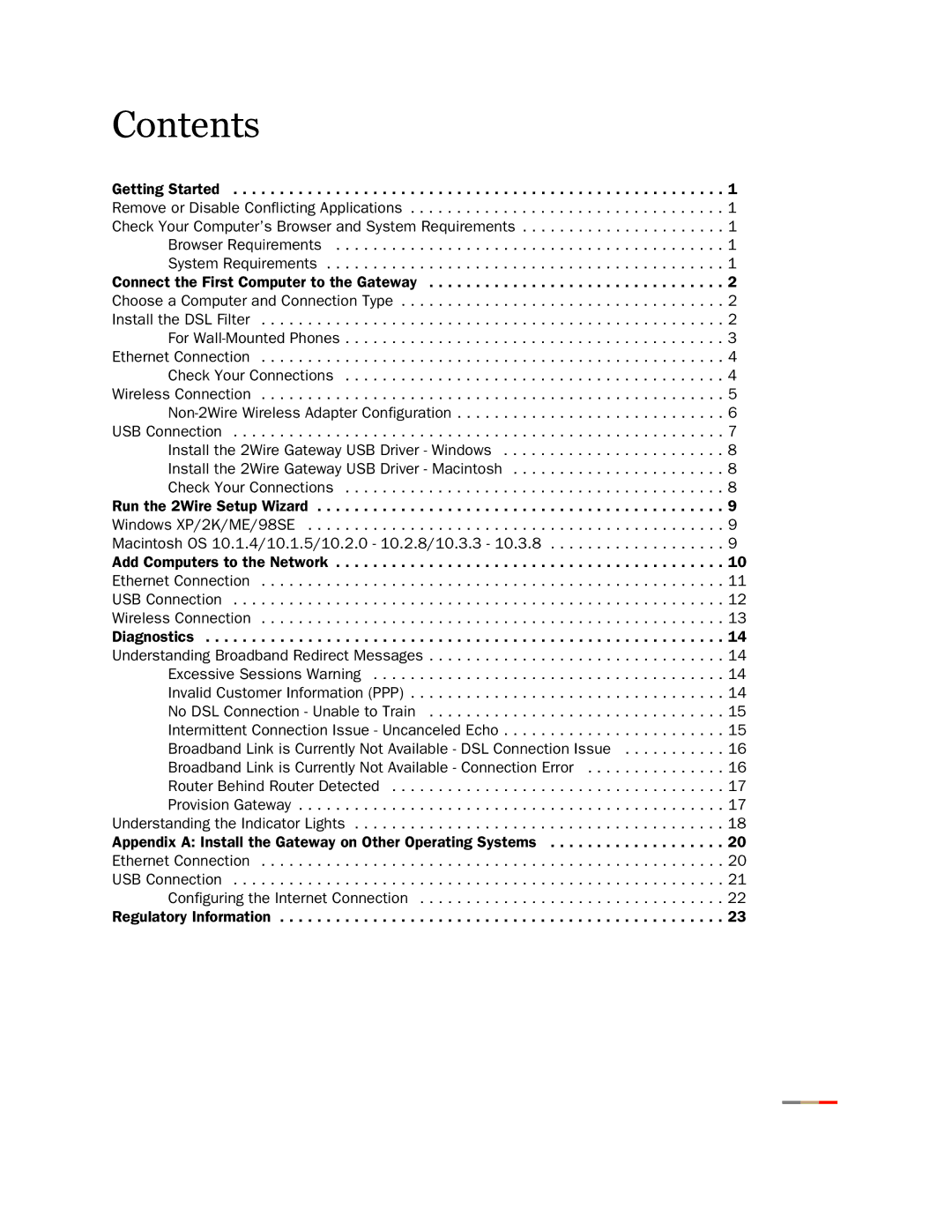 2Wire 2701HGV-W manual Contents 