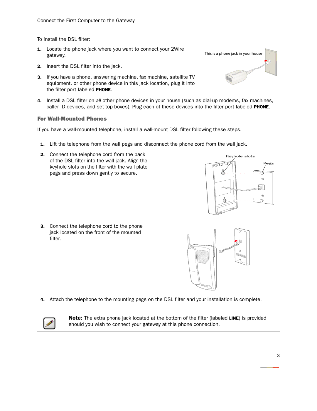 2Wire 2701HGV-W manual For Wall-Mounted Phones 