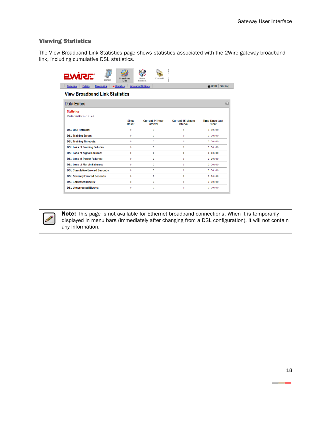 2Wire 3800HGV-B manual Viewing Statistics 