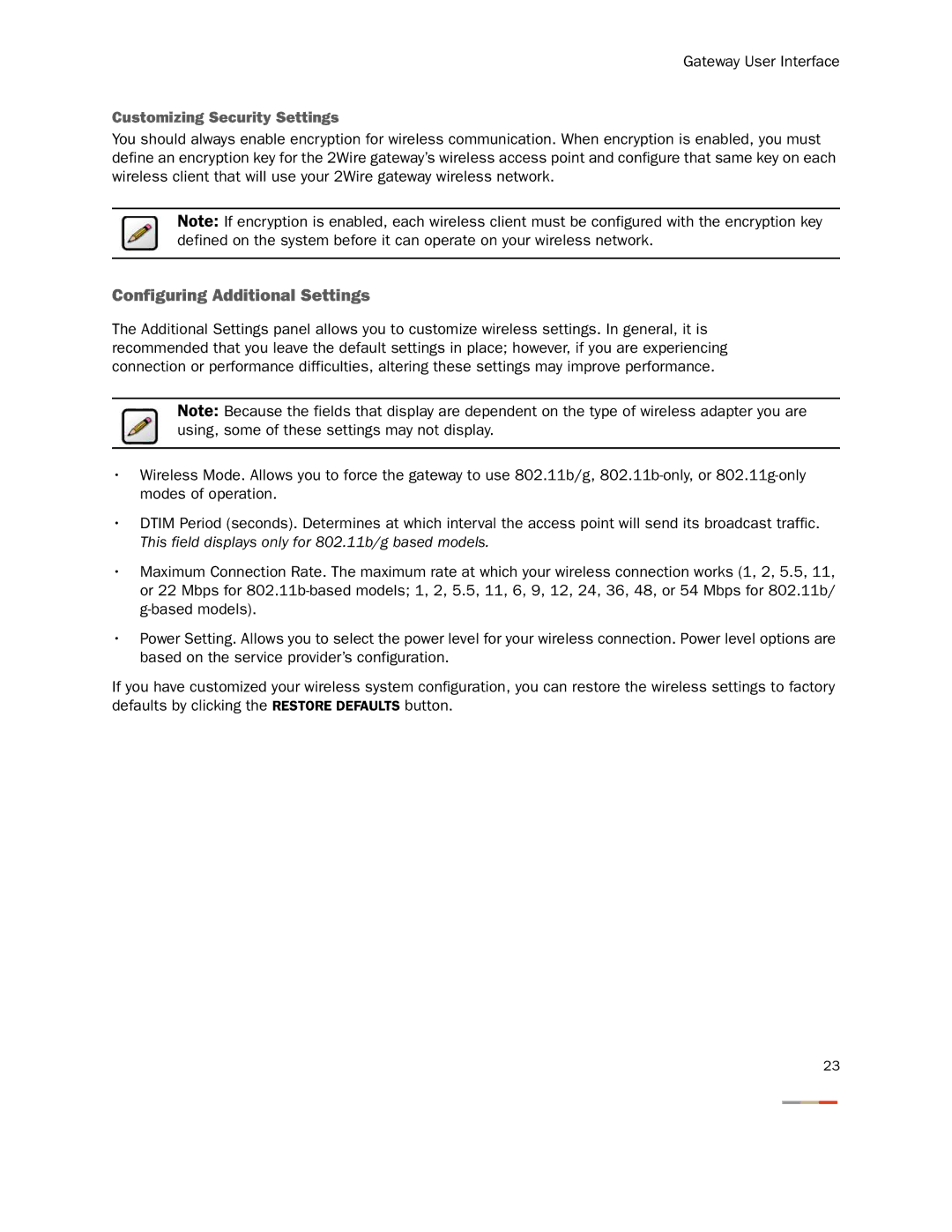 2Wire 3800HGV-B manual Configuring Additional Settings, Customizing Security Settings 