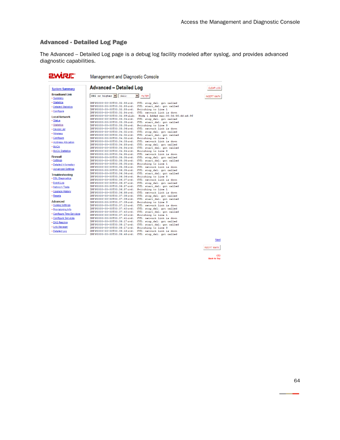 2Wire 3800HGV-B manual Advanced Detailed Log 