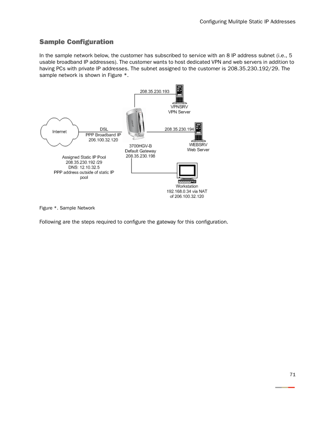 2Wire 3800HGV-B manual Sample Configuration, Figure *. Sample Network 