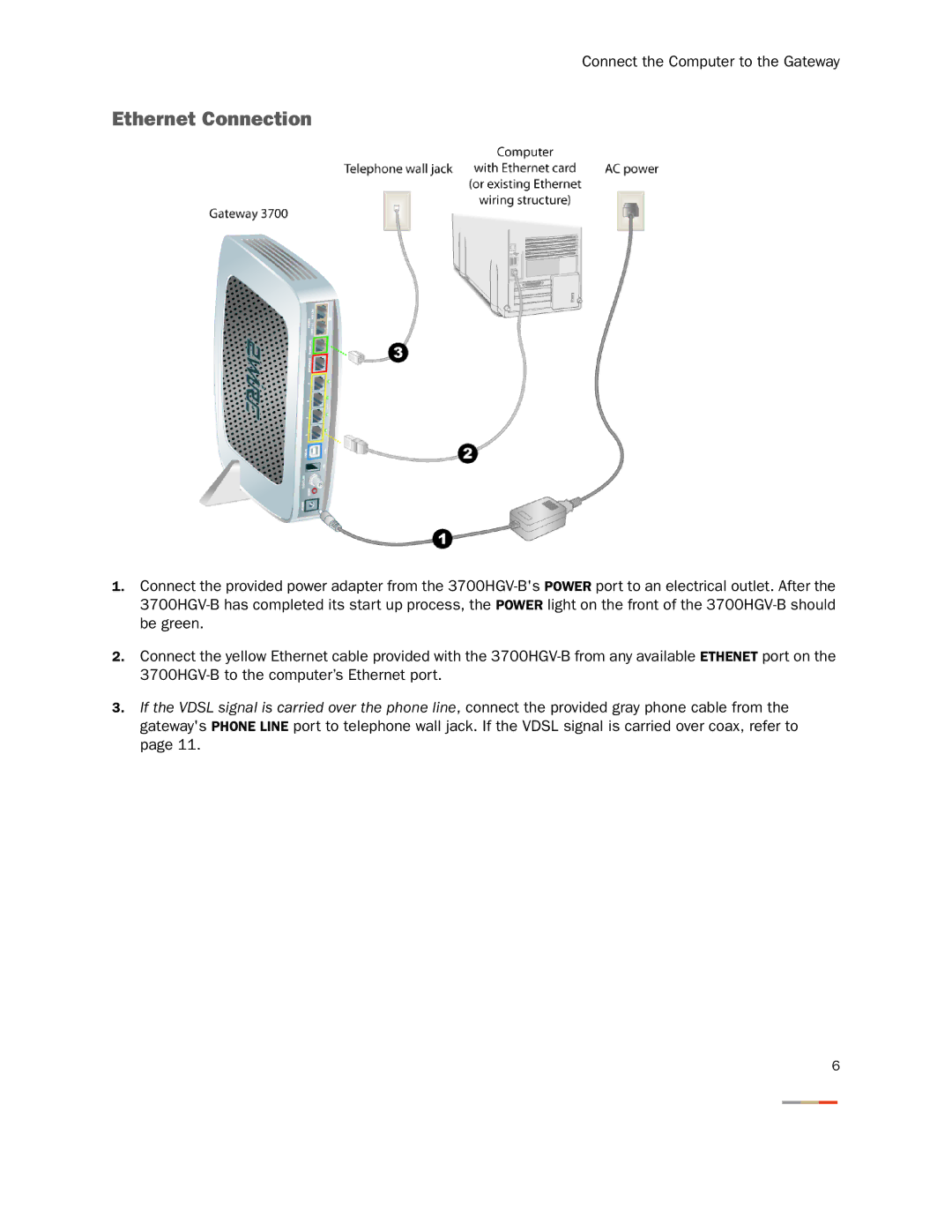 2Wire 3800HGV-B manual Ethernet Connection 