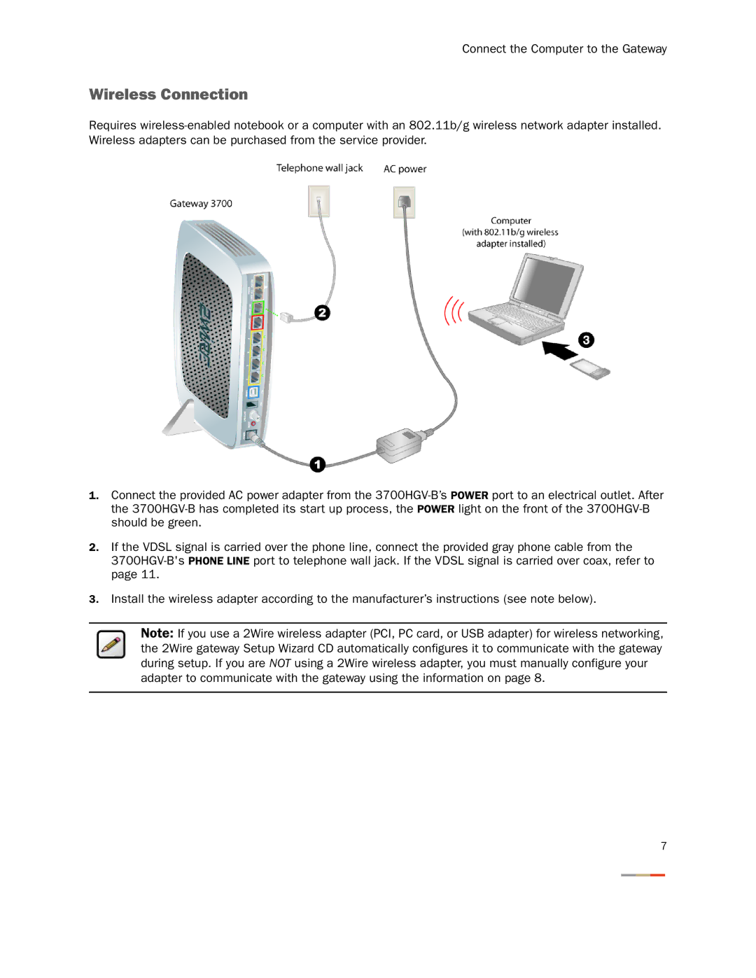 2Wire 3800HGV-B manual Wireless Connection 