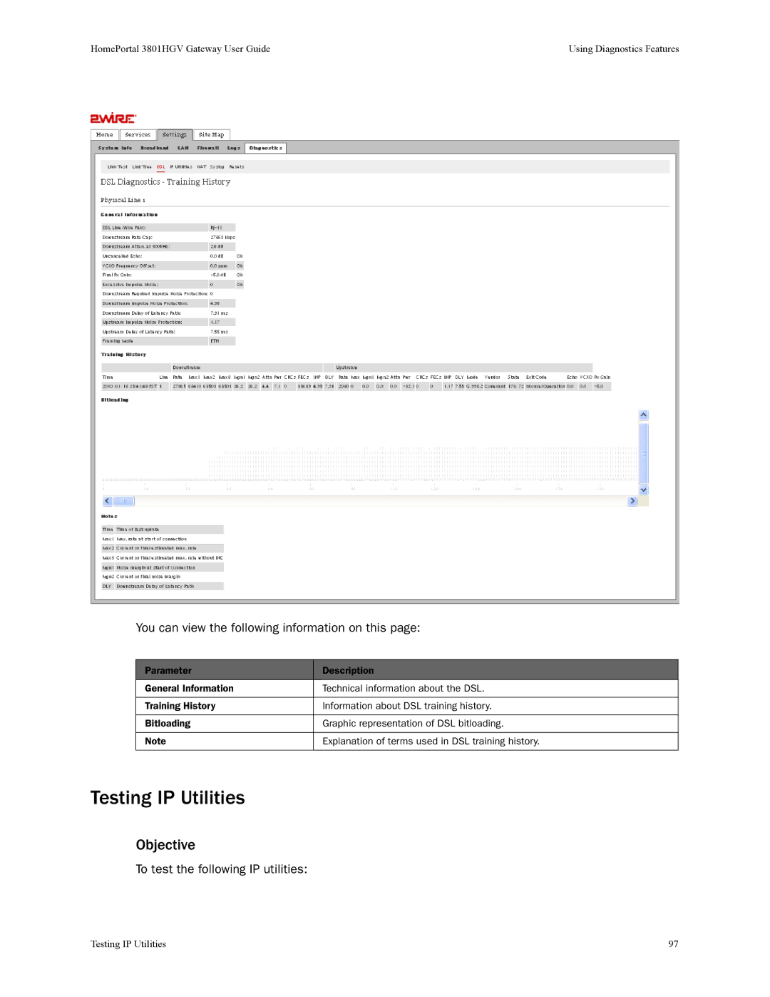 2Wire 3801HGV manual Testing IP Utilities, Objective 